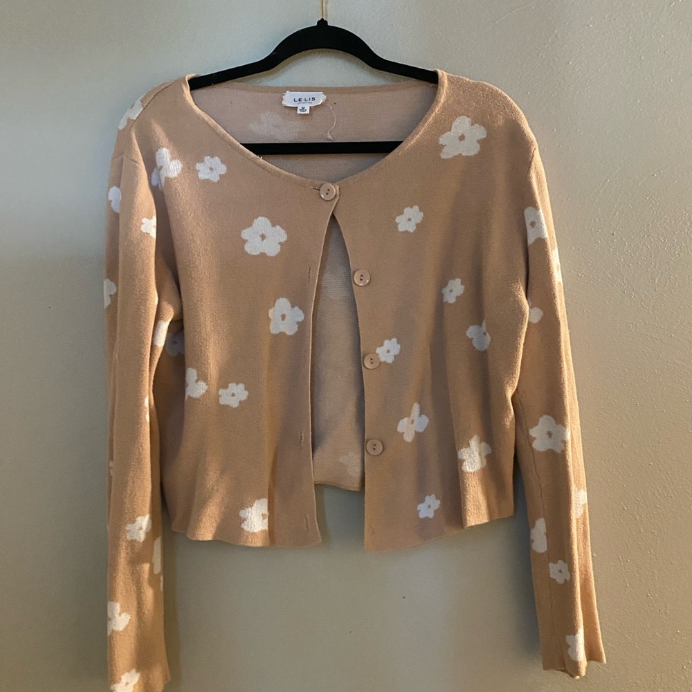 Madewell Beige Floral Cardigan